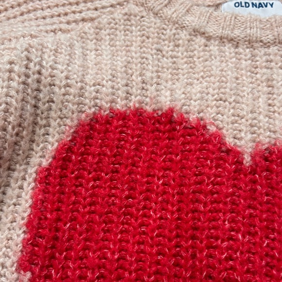 Old Navy Women's Sweater with Red Heart Design - Picture 2 of 5